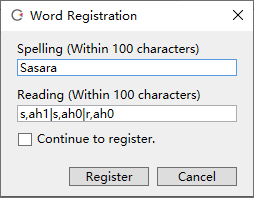 Word Registration